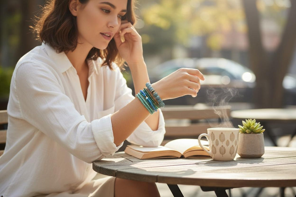 Set of Handmade blue bracelets