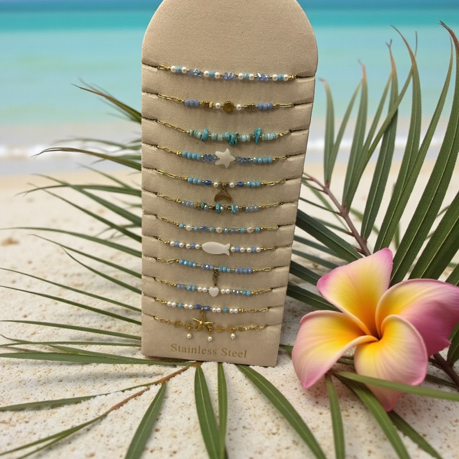 Elegant blue stainless bracelet