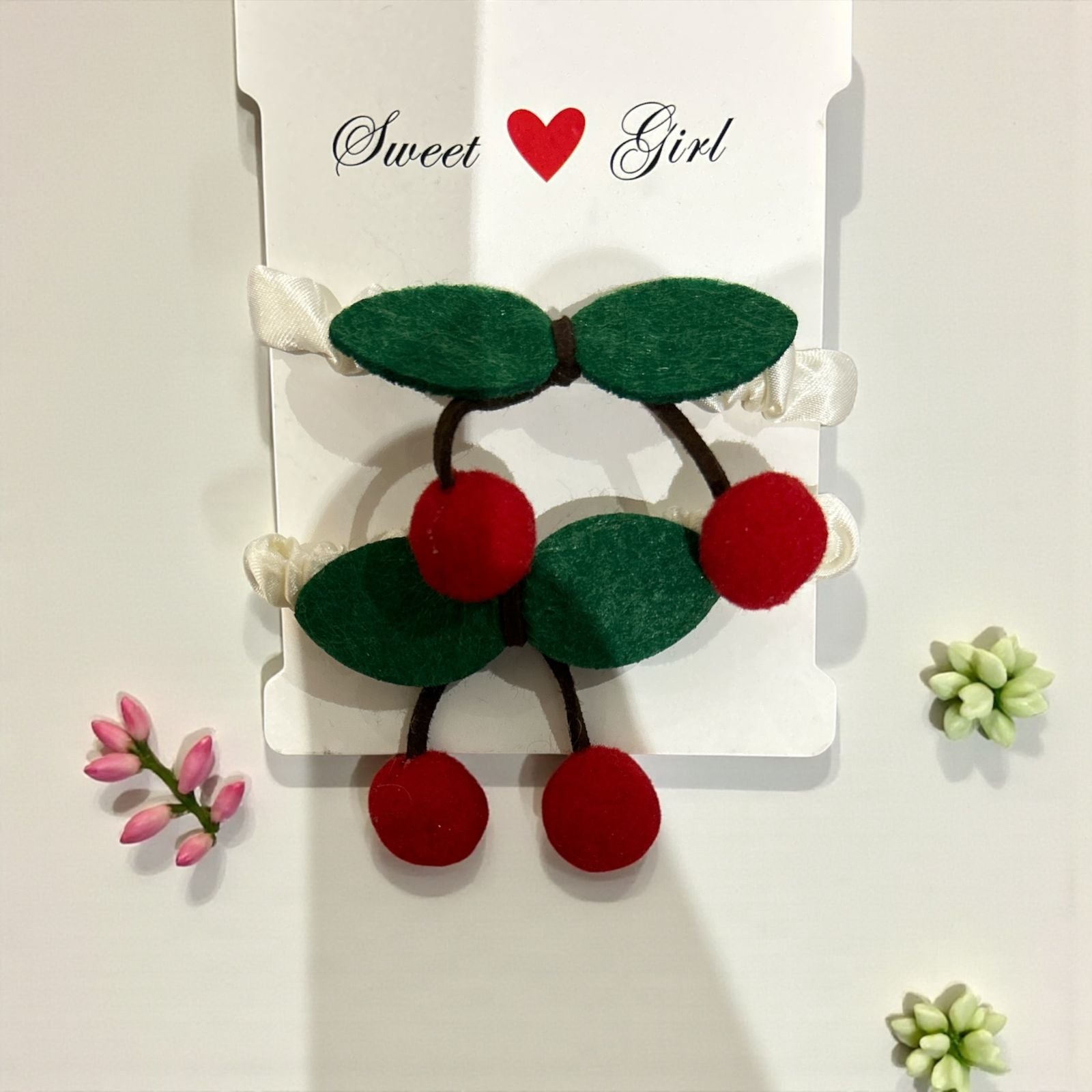 cute cherry shape elastic hair bands for girls