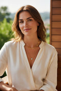 classy Gold snake back necklace with white circle