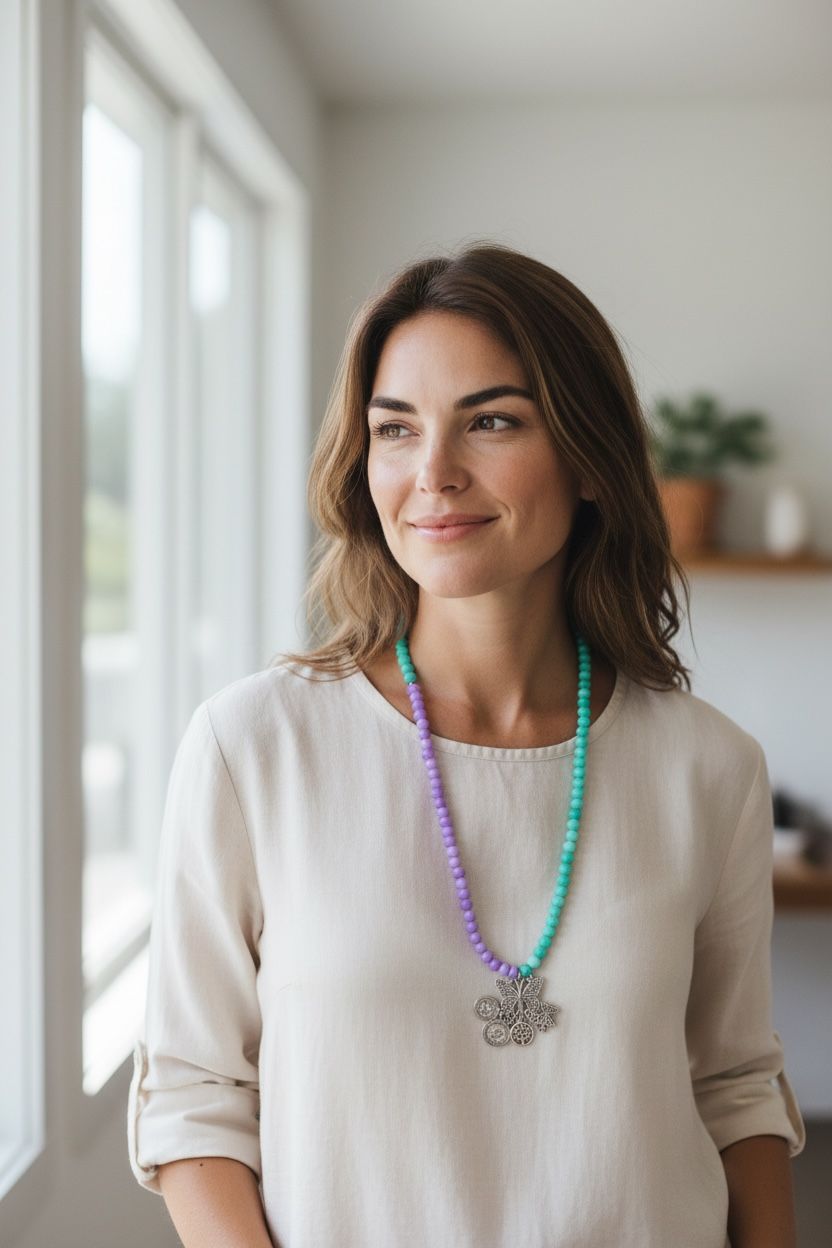turquoise and purple necklace