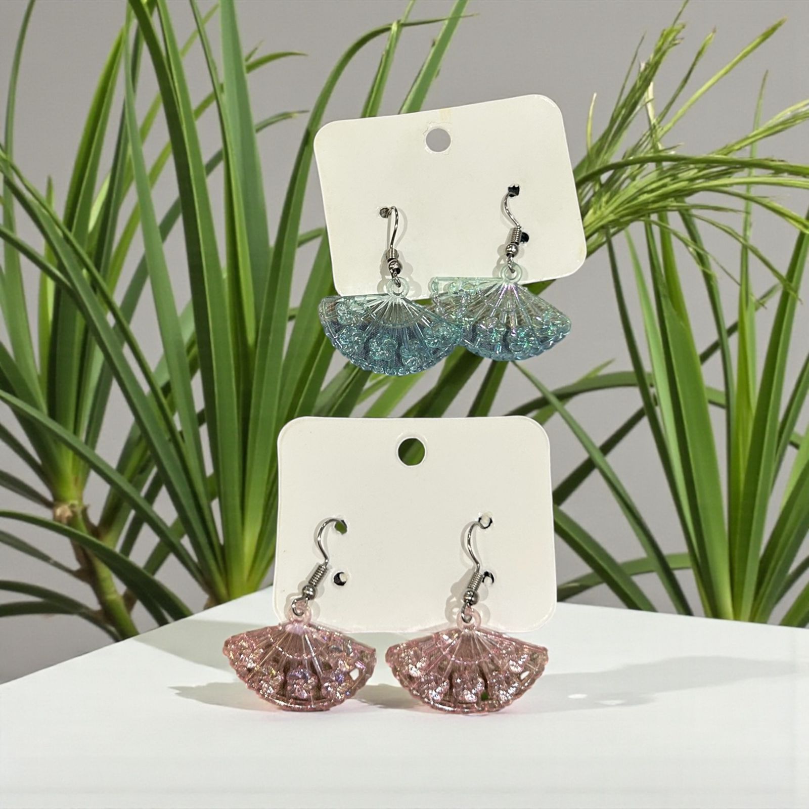 pink blue earing