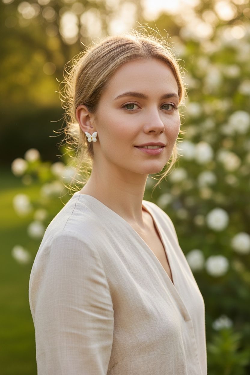 white butterfly earing