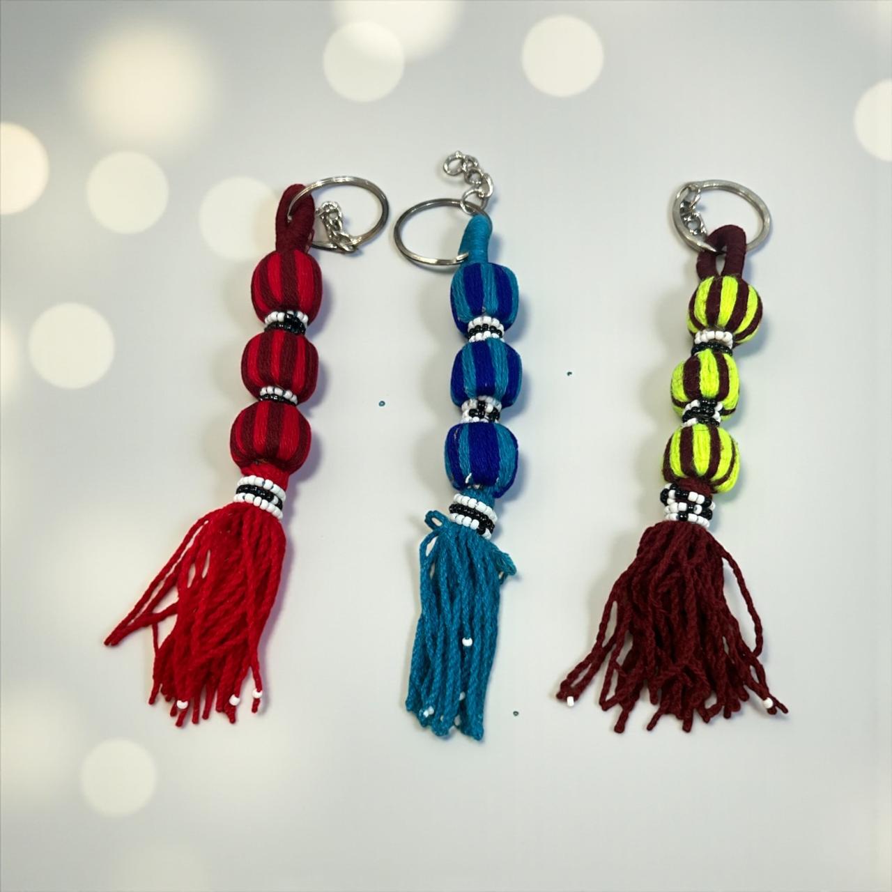 Hand crafted colorful tassel and beaded keychains