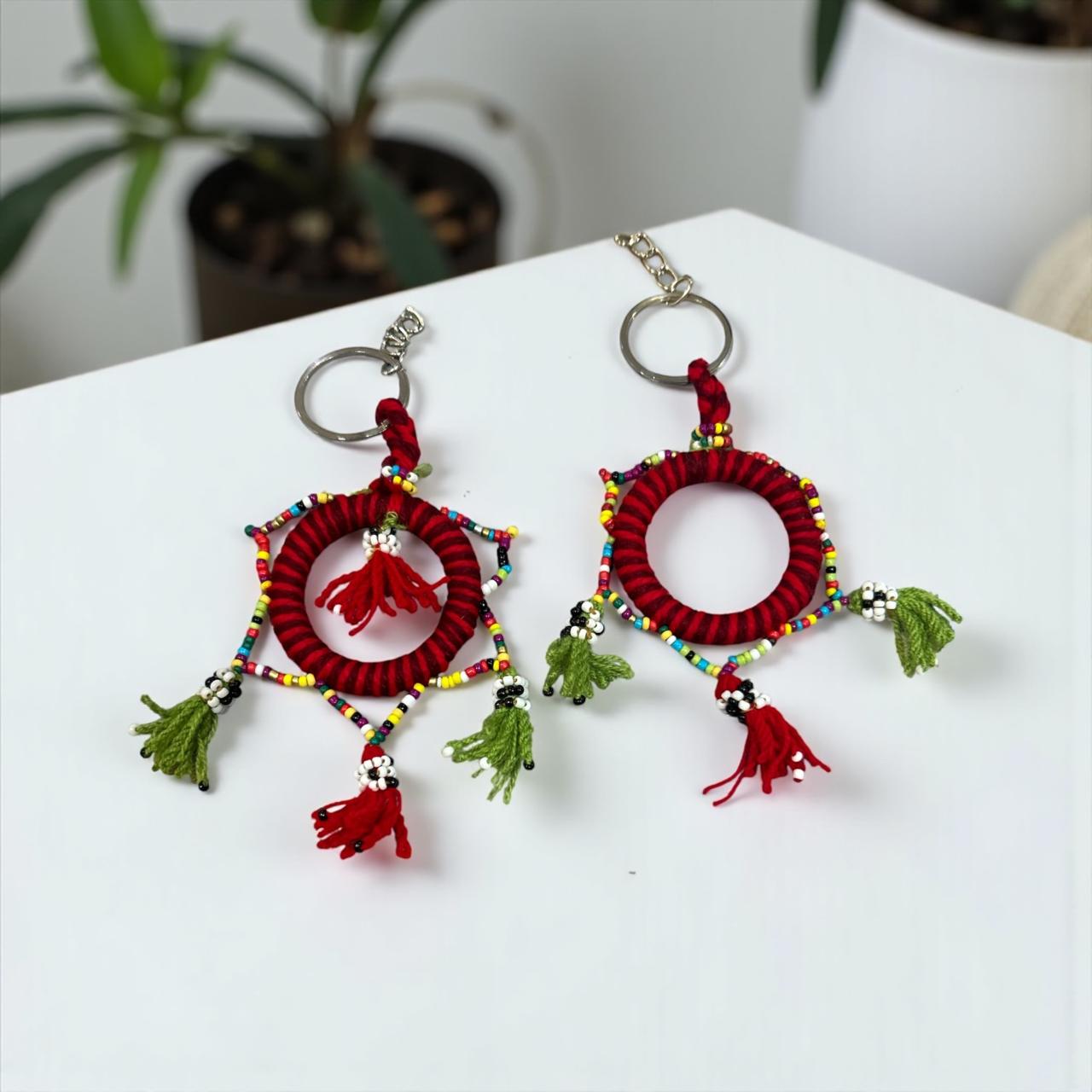 Hand crafted colorful tassel and beaded keychains