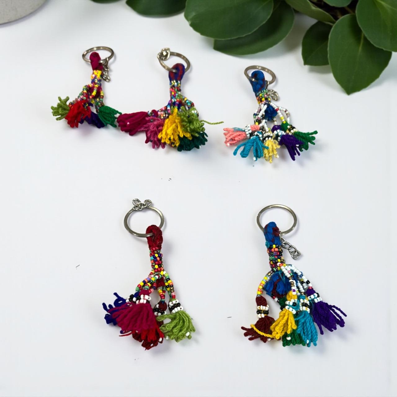 Hand crafted colorful tassel and beaded keychains