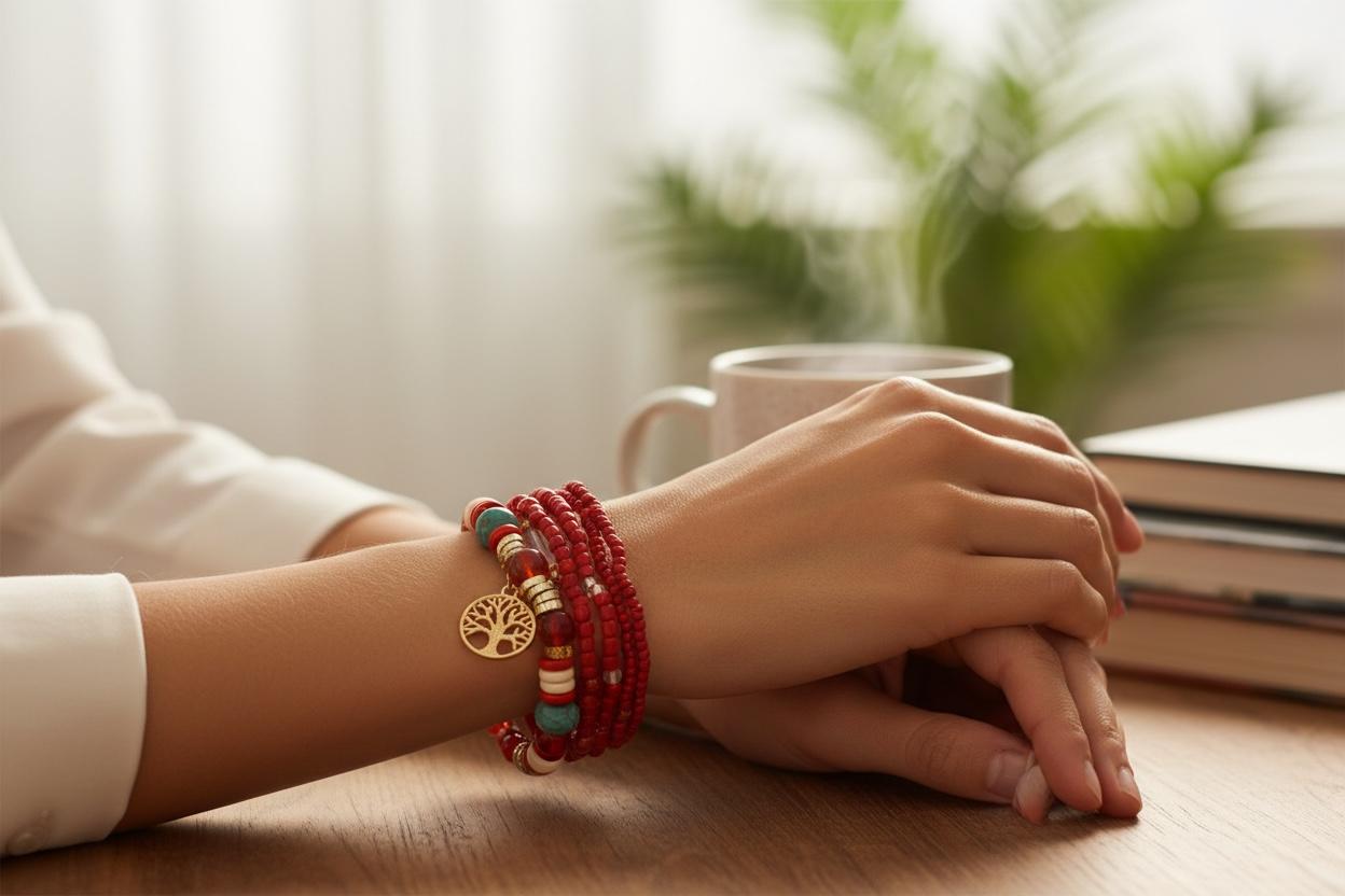 set of red bracelets
