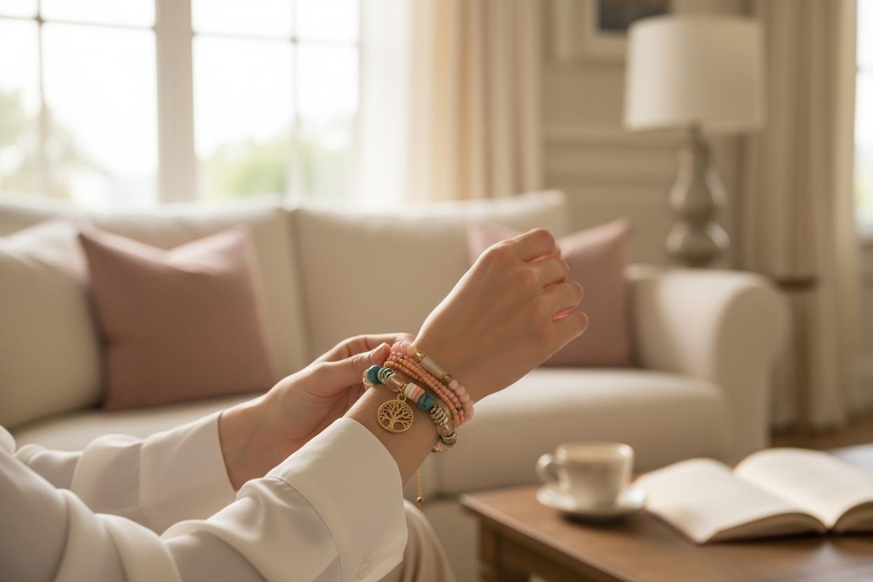 set of pink bracelets