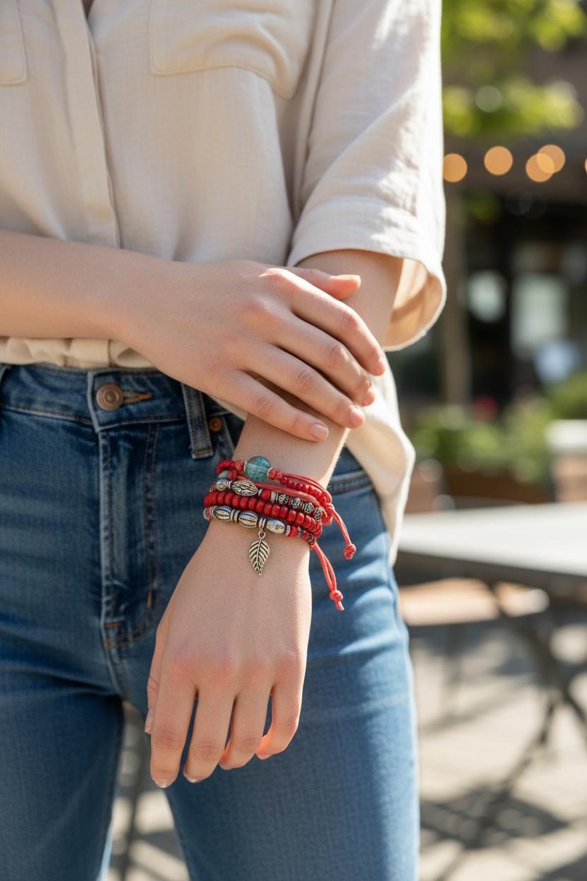 set of red bracelets