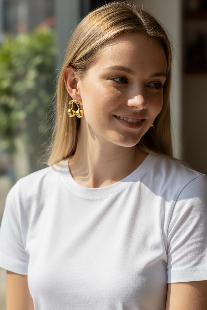 gold cherry earing