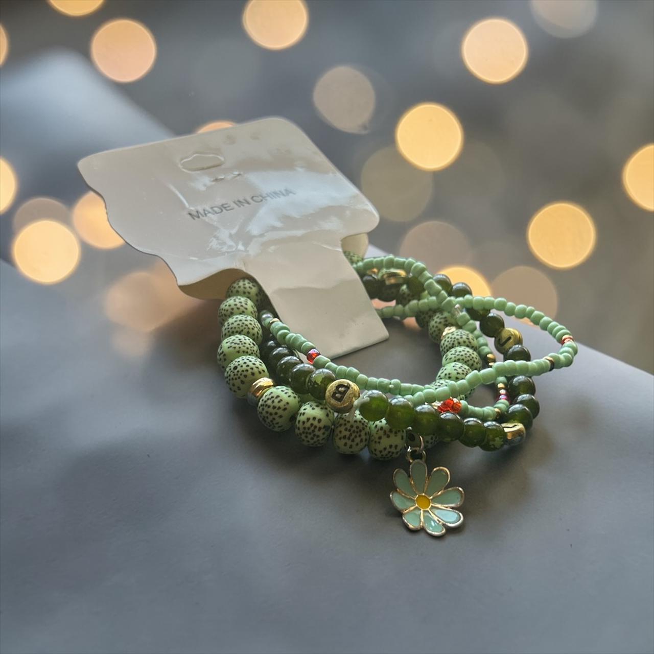set of green bracelets