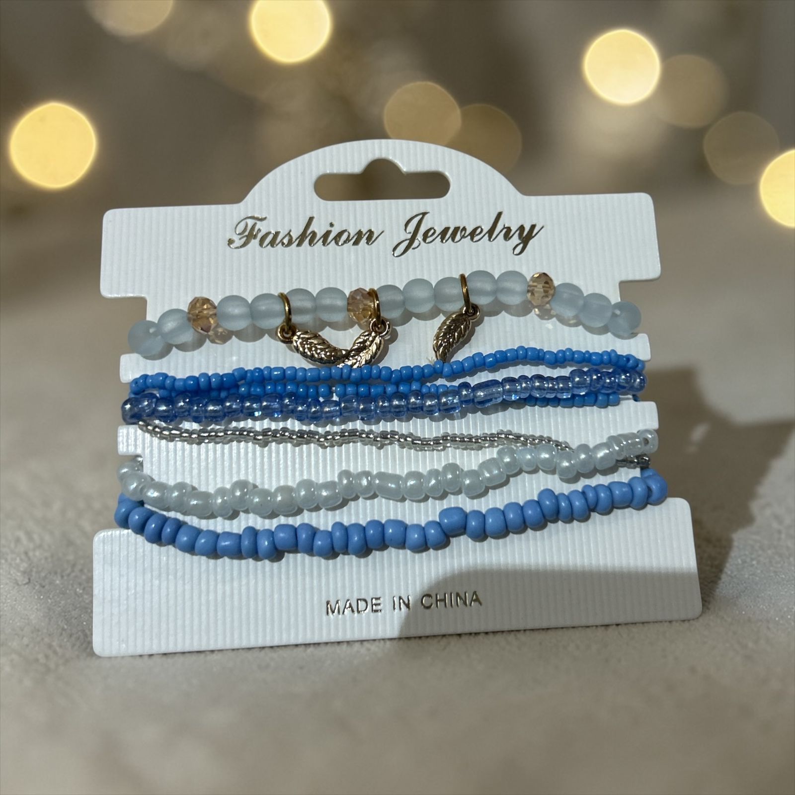 set of blue bracelets