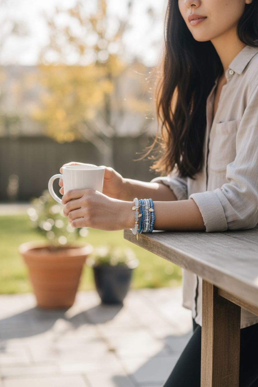 set of blue bracelets