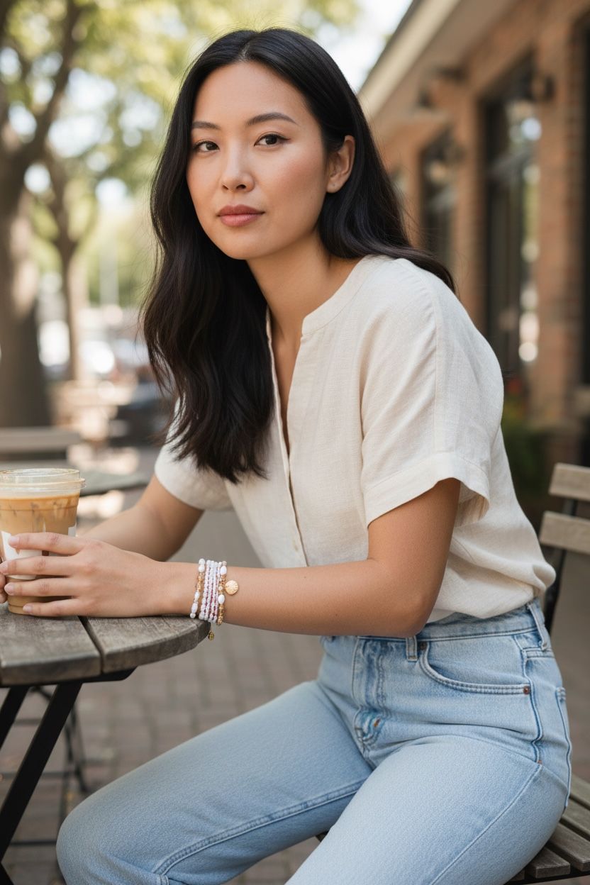 set of white bracelets