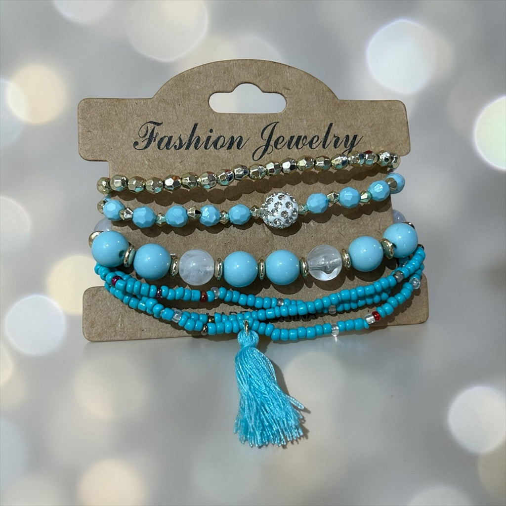 set of baby blue bracelets