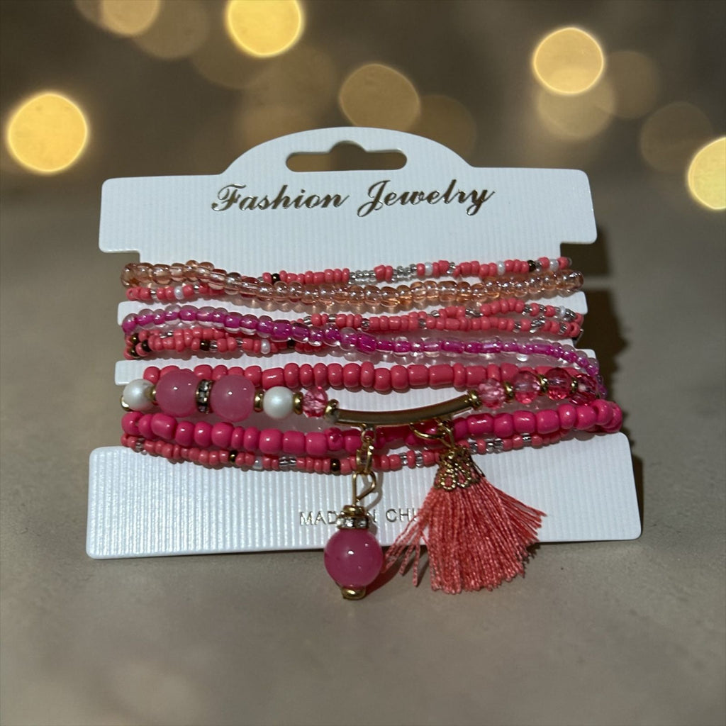 Set of pink bracelets