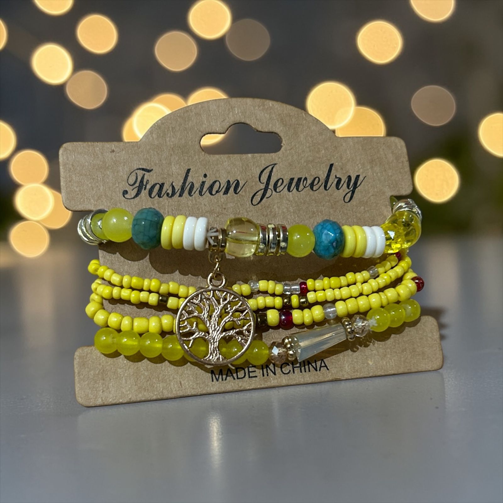 set of yellow bracelets
