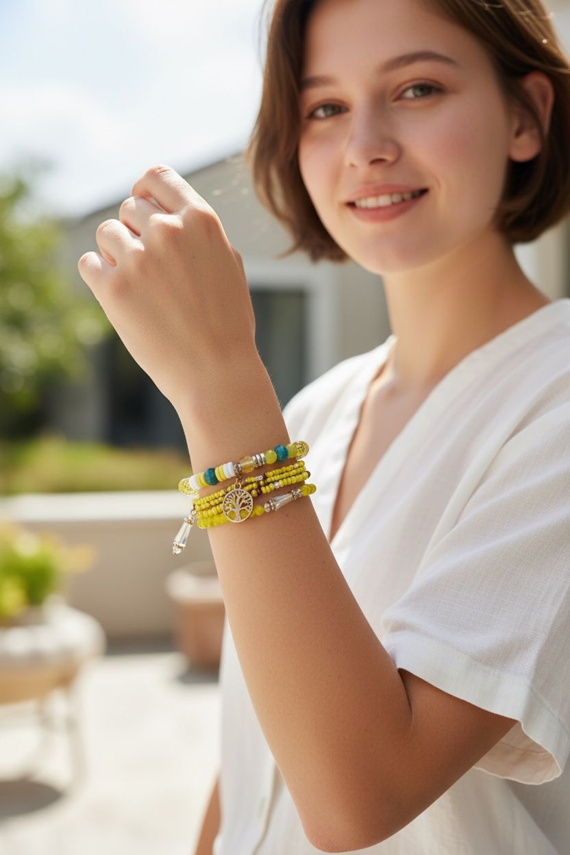 set of yellow bracelets