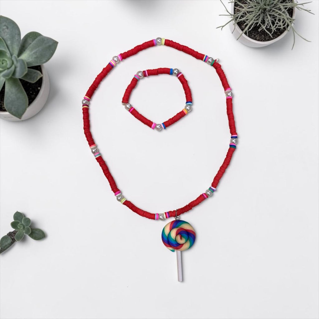 set of handmade necklace and bracelet