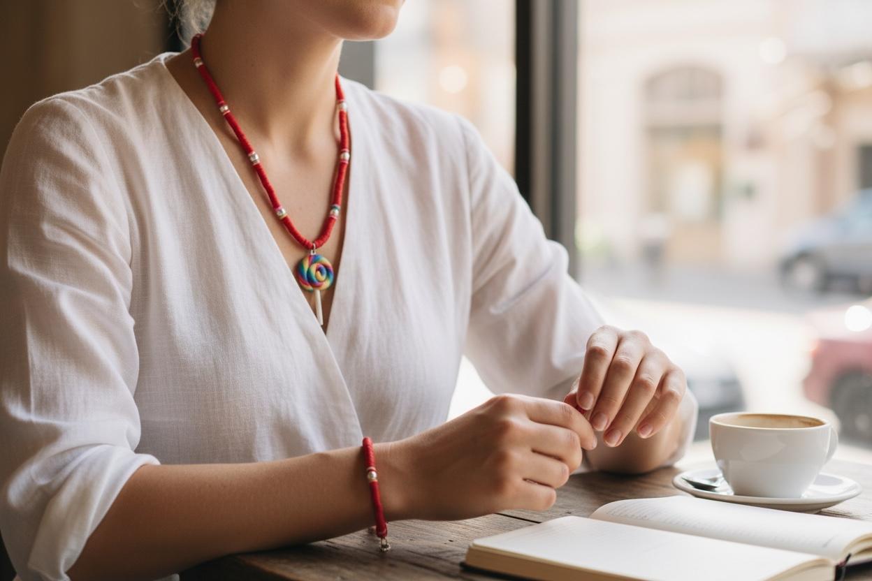 set of handmade necklace and bracelet