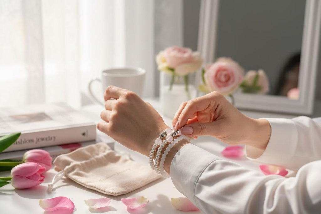 Set of white bracelets