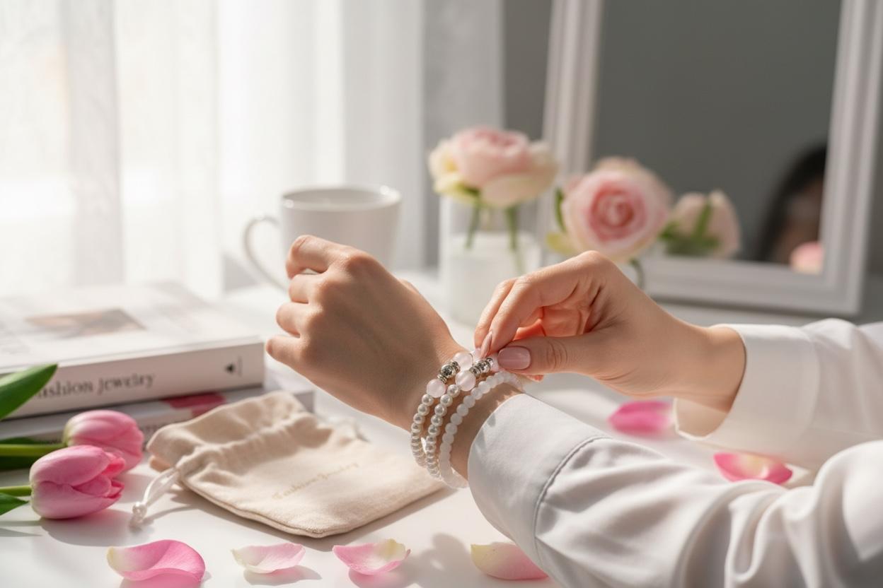 Set of white bracelets