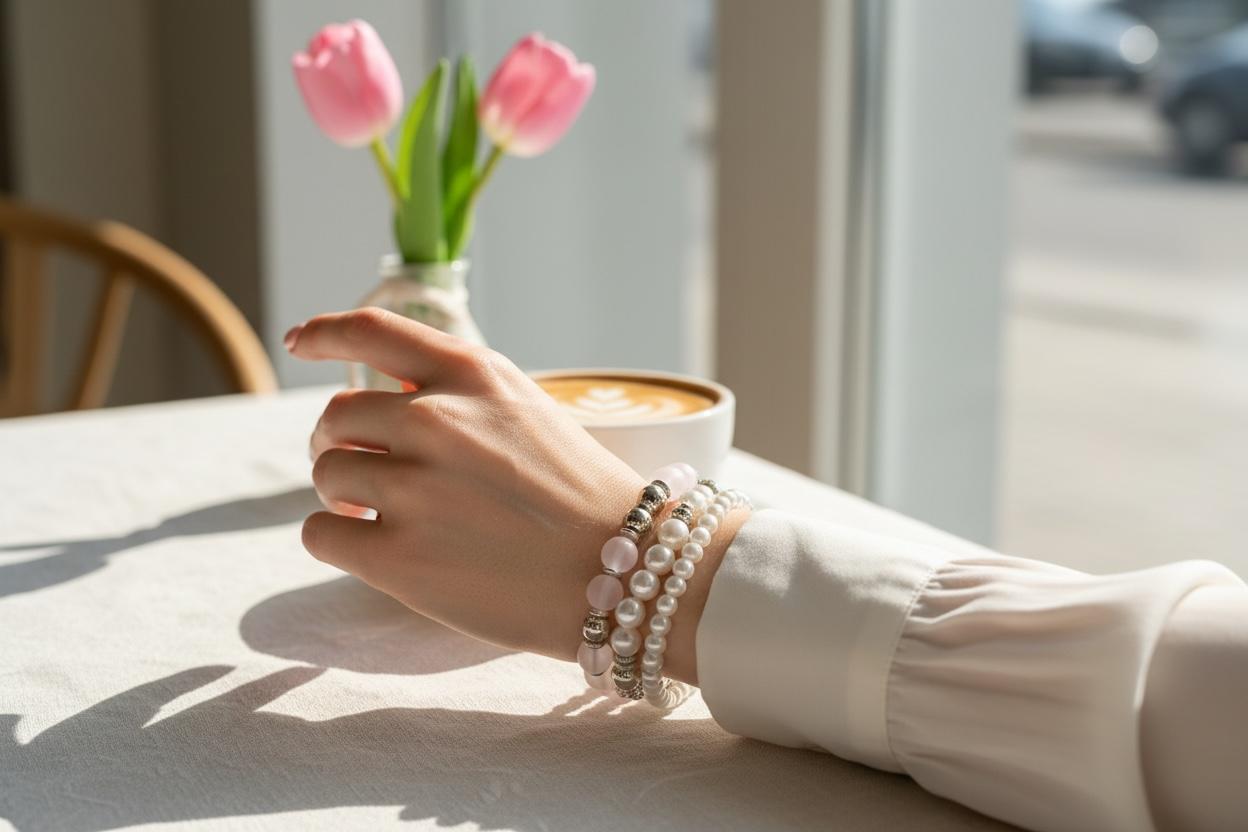 Set of white bracelets