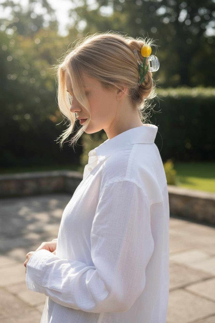 Flower hair claw clip