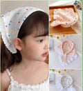 Colorful polka dot cotton hair hoop with lace hem, trend white