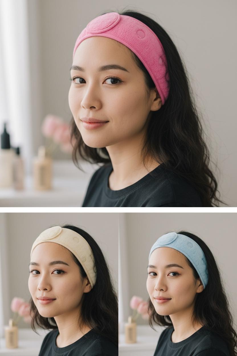 Sweat headband, non-slip stretchy washable wrap hair towel for face care