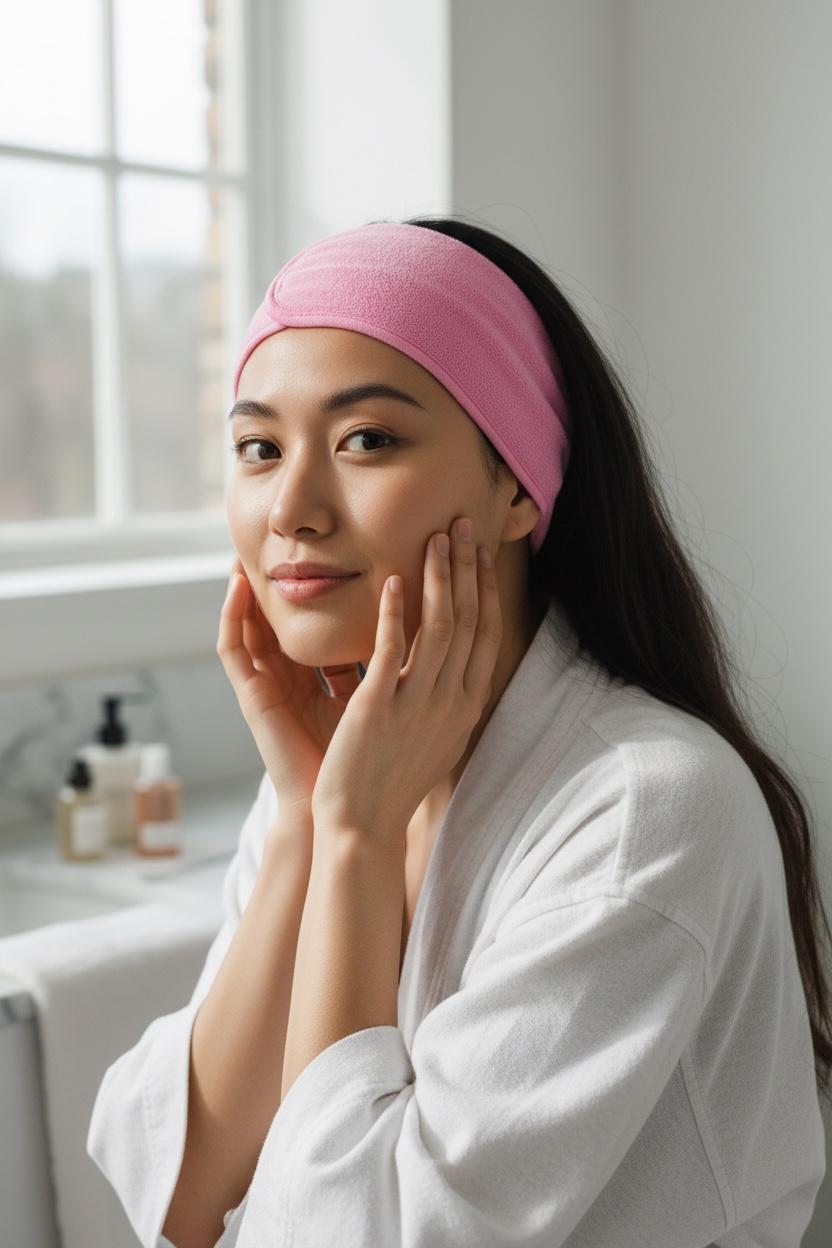 Sweat headband, non-slip stretchy washable wrap hair towel for face care