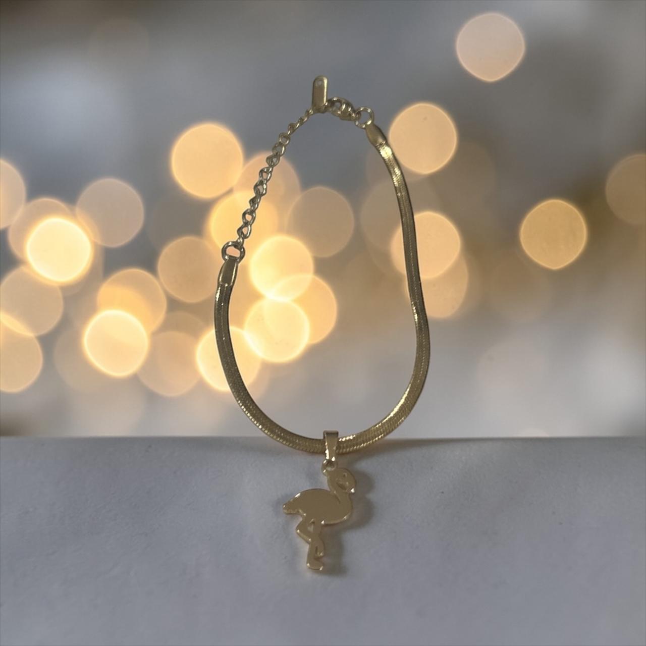 Flamingo Stainless Steel Trendy Elegant Flat Snake Bone Link Chain Bracelet