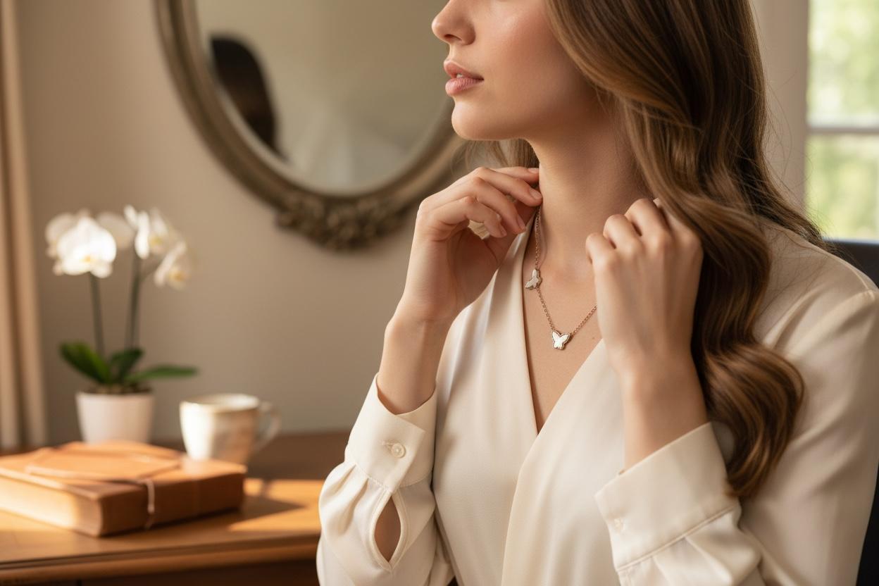 Stylish Gold Necklace with Butterfly Charms