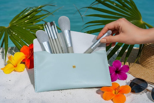 7 Piece Compact Makeup Brush Set with Wallet