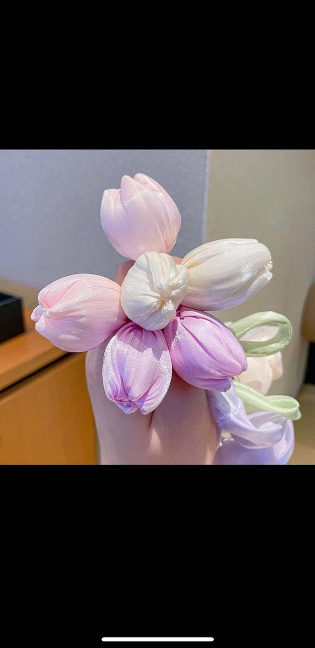 Elegant Satin Scrunchie with Tulip Bow Drop Design shein