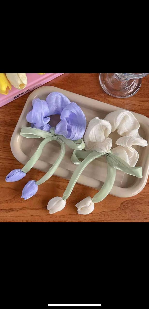 Elegant Satin Scrunchie with Tulip Bow Drop Design shein