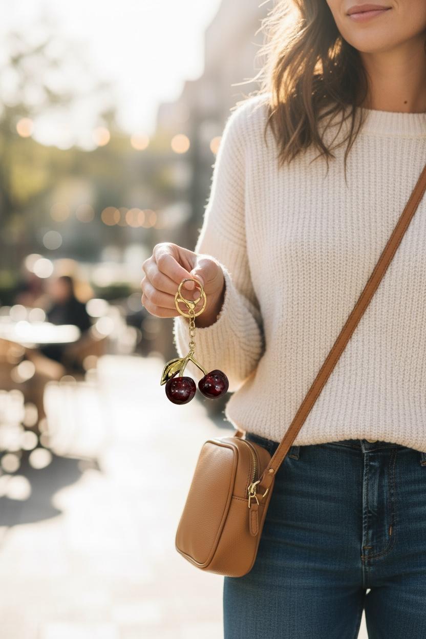 Cute cherry keychain