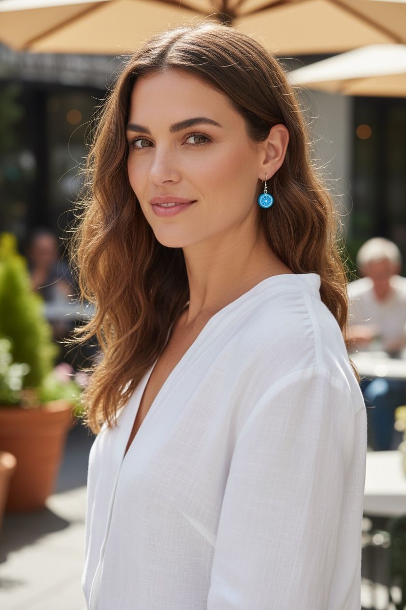 handmade blue lemon earing