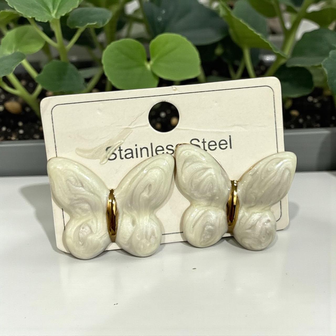 white butterfly earing