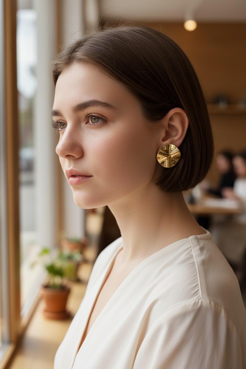 Gold circle earing