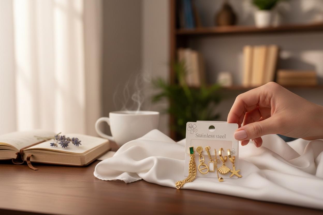 set of stainless-steel earrings