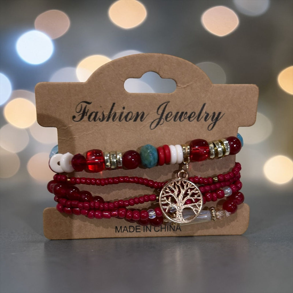 set of red bracelets