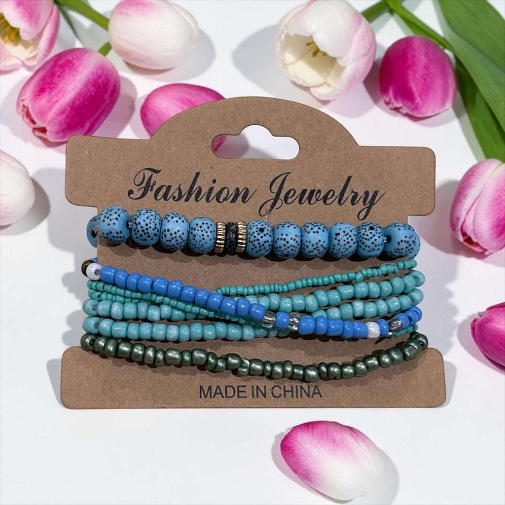 Set of Handmade blue bracelets