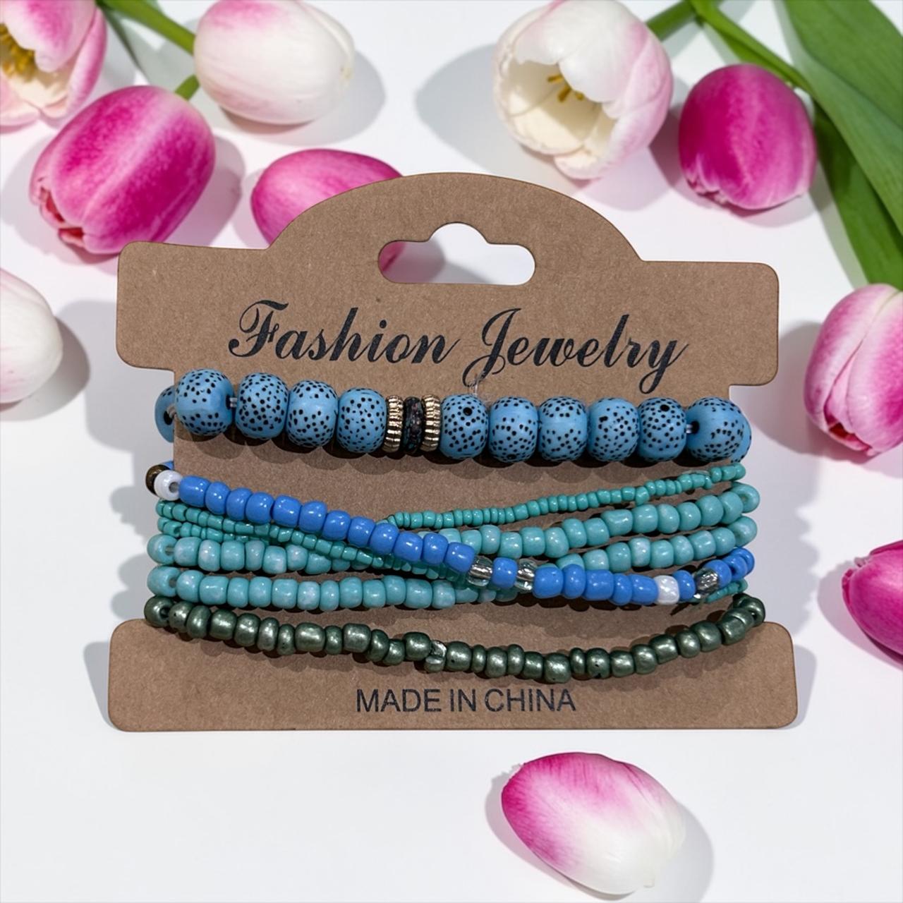 Set of Handmade blue bracelets