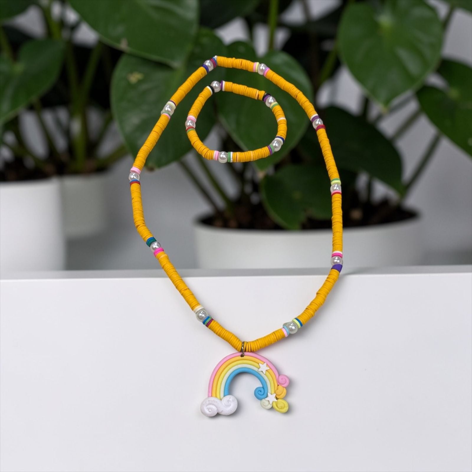 Handmade yellow set (bracelet and necklace)