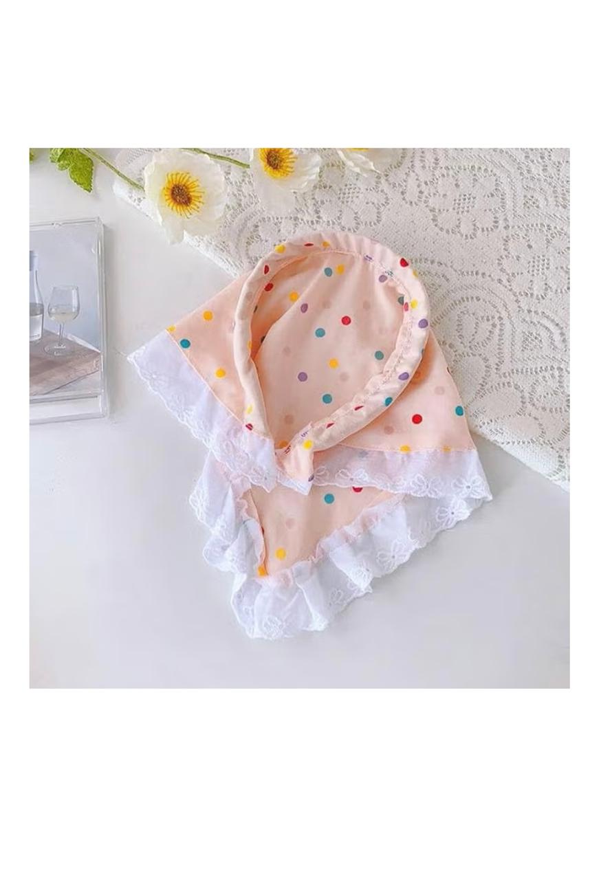 Colorful polka dot cotton hair hoop with lace hem, trend white