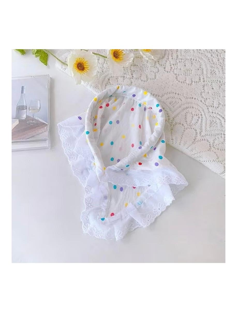 Colorful polka dot cotton hair hoop with lace hem, trend white