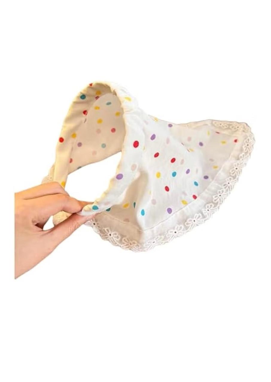 Colorful polka dot cotton hair hoop with lace hem, trend white